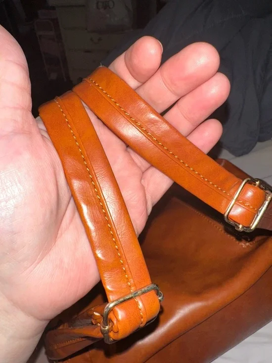 NWOT Amazon Cognac Brown Women’s Leather-Effect Backpack lots of pockets - Picture 10 of 11